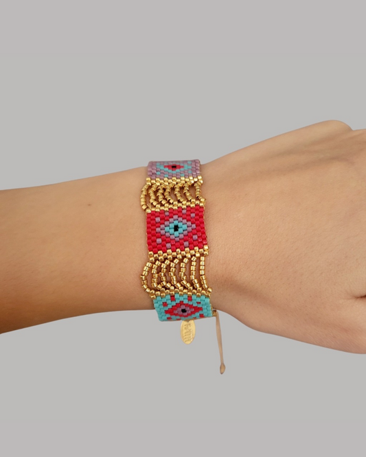 PULSERA TEJIDA OJOS TURCOS