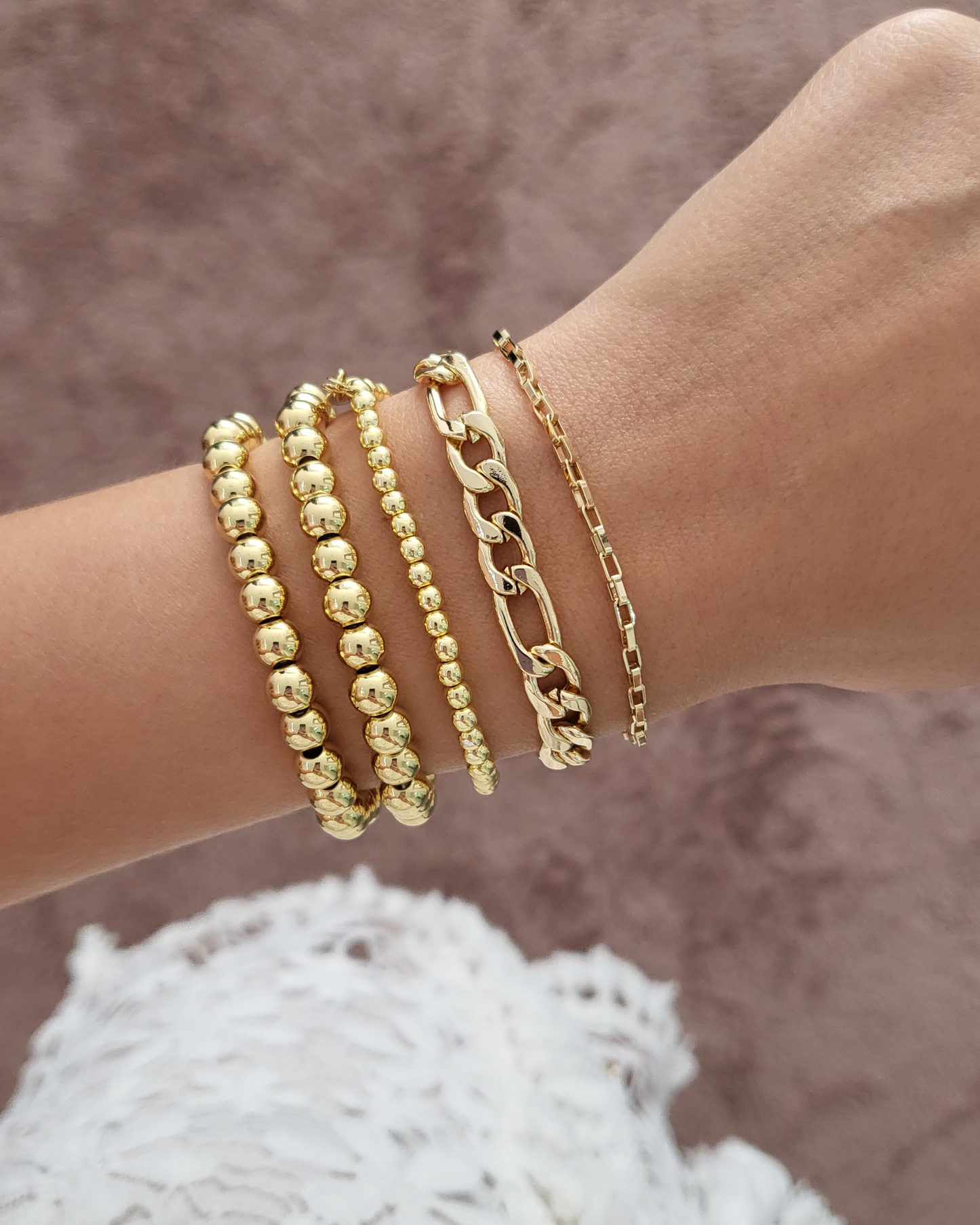 PULSERA DE BALINES DORADOS GRANDES