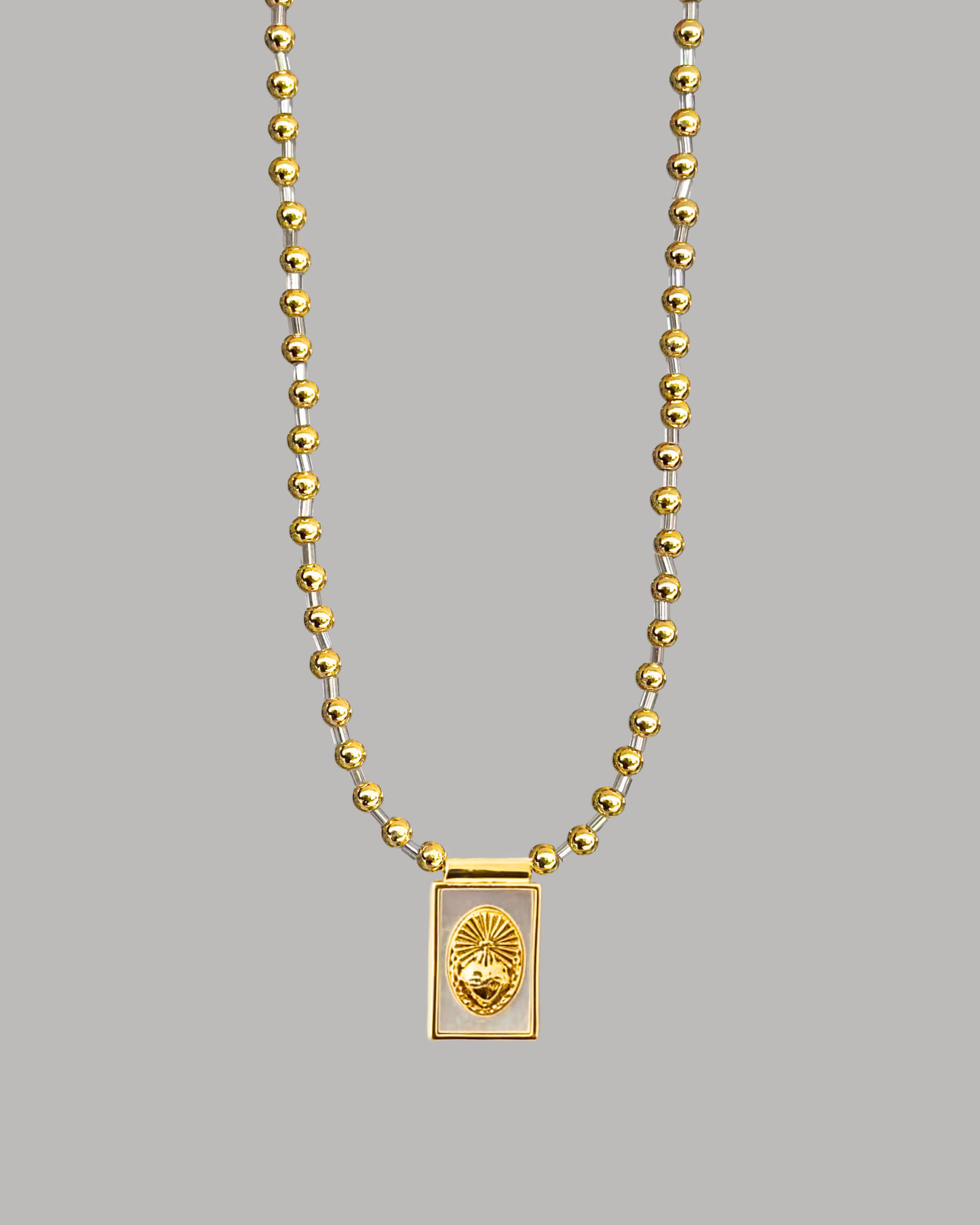 COLLAR ESCAPULARIO SAGRADO CORAZÓN DE JESÚS Y BALINES