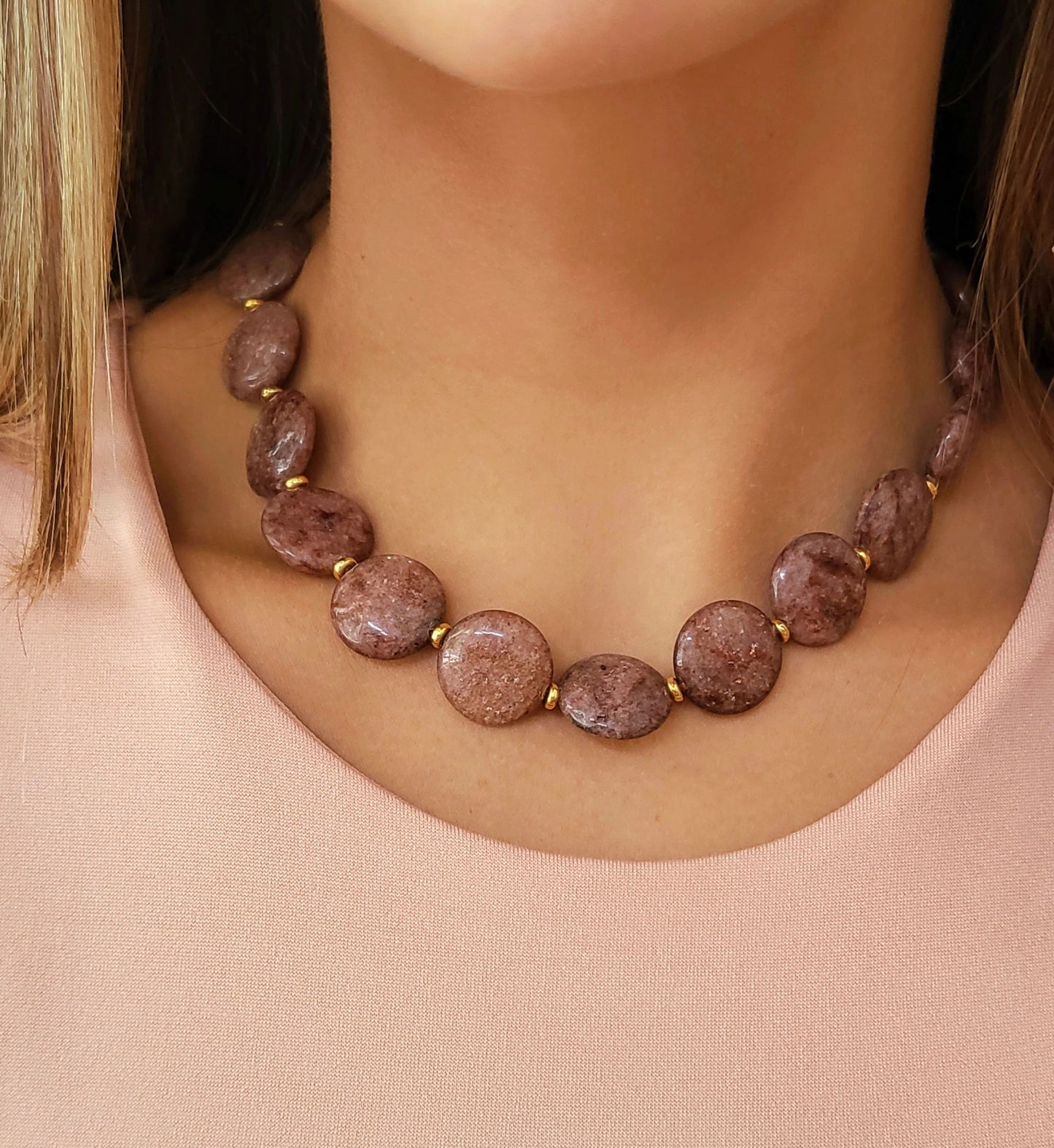 COLLAR PIEDRAS GRANDES ROSADAS