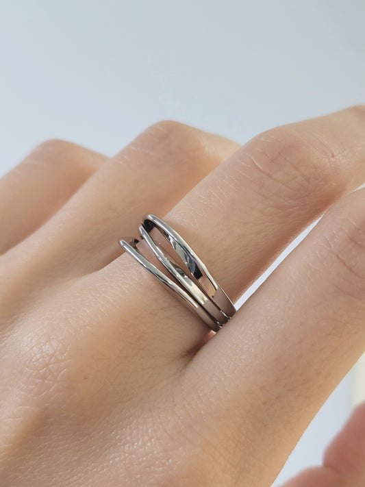 ANILLO LÍNEAS PLATEADO