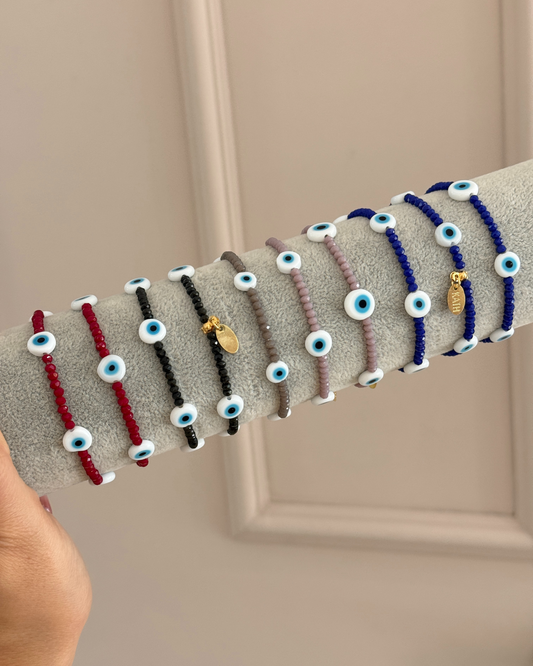 PULSERA CRISTALES Y OJOS TURCOS