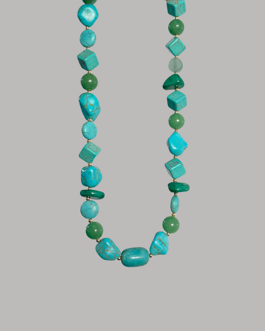 COLLAR PIEDRAS TURQUESA Y VERDE
