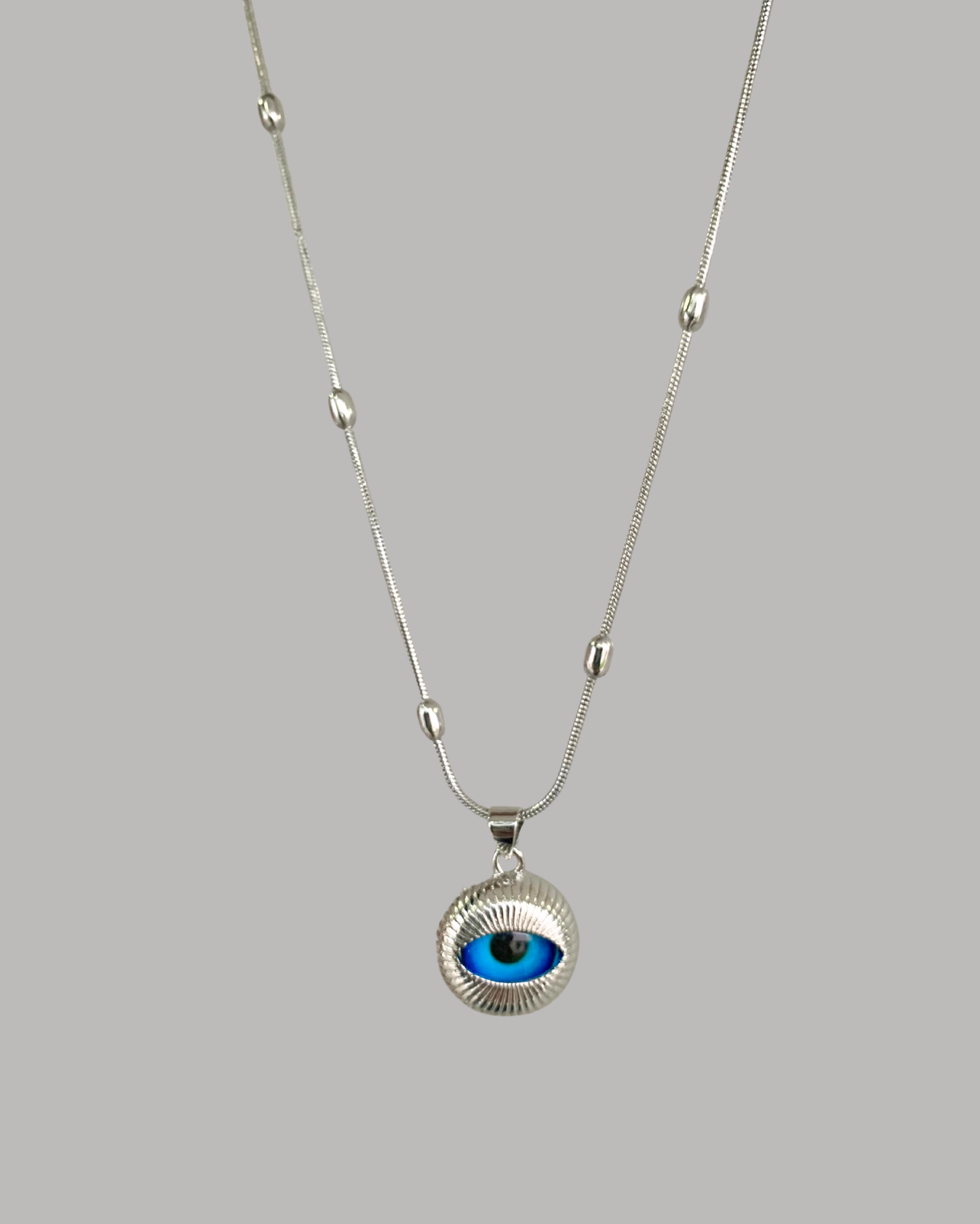 COLLAR PLATEADO OJO TURCO