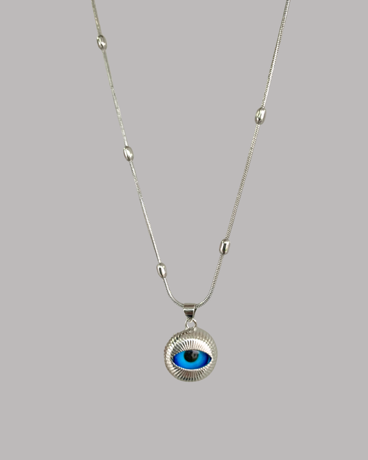 COLLAR PLATEADO OJO TURCO