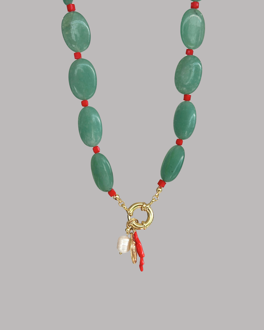 COLLAR AVENTURINA VERDE CON DIJES