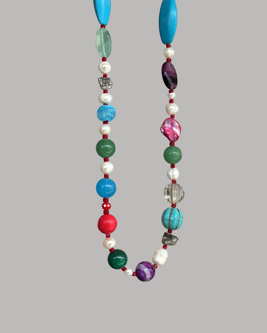 COLLAR PIEDRAS NATURALES Y PERLAS