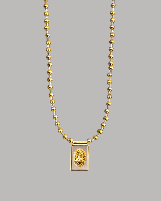 COLLAR ESCAPULARIO SAGRADO CORAZÓN DE JESÚS Y BALINES
