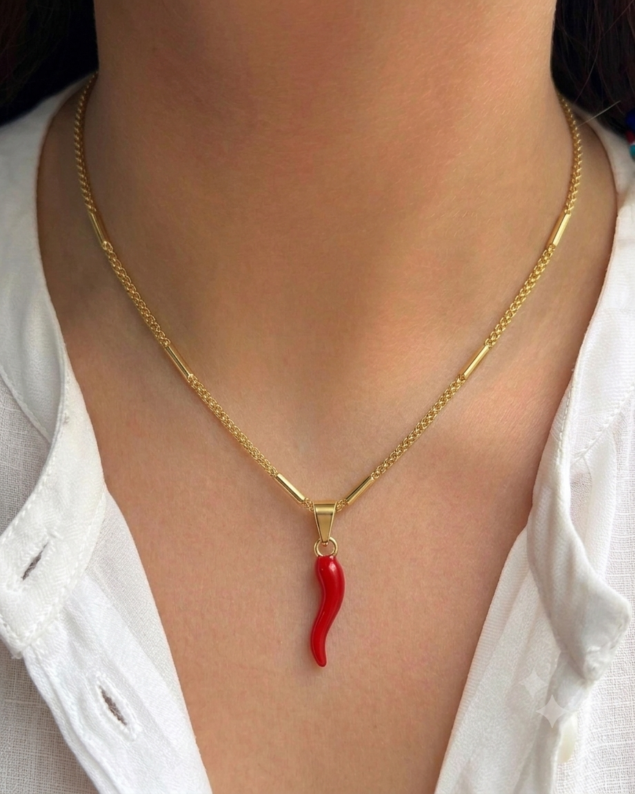 COLLAR CORNICELLO ROJO