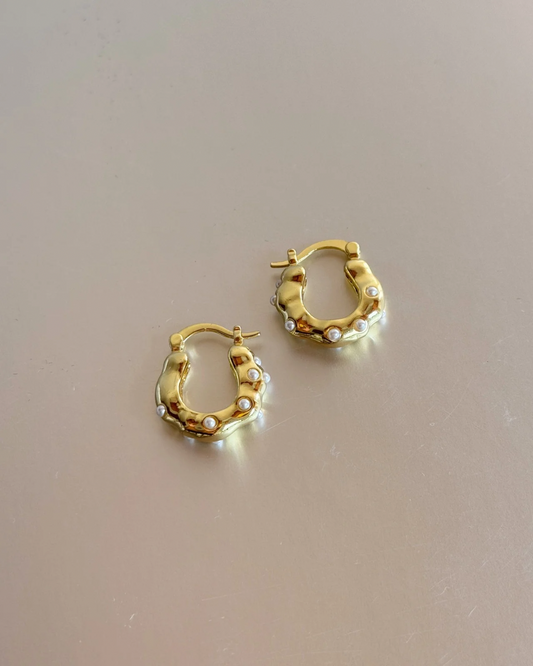 ARGOLLAS DORADA CON MINI PERLITAS