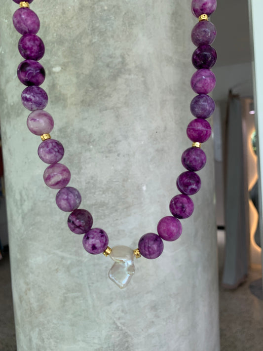 Collar Piedras Naturales y Perla