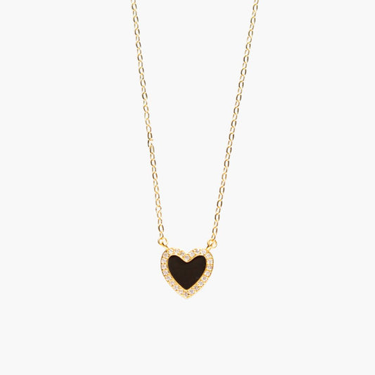 COLLAR CORAZÓN NEGRO BRILLANTE
